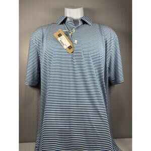 Taylor & Mick Blue White Stripe Performance Polo Shirt Men’s Size Small NWT